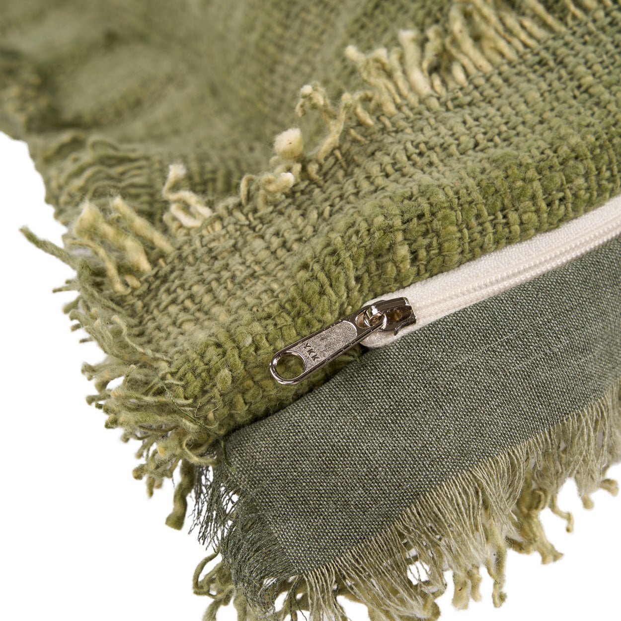 Bambua Jungle Fringe copricuscino verde in cotone