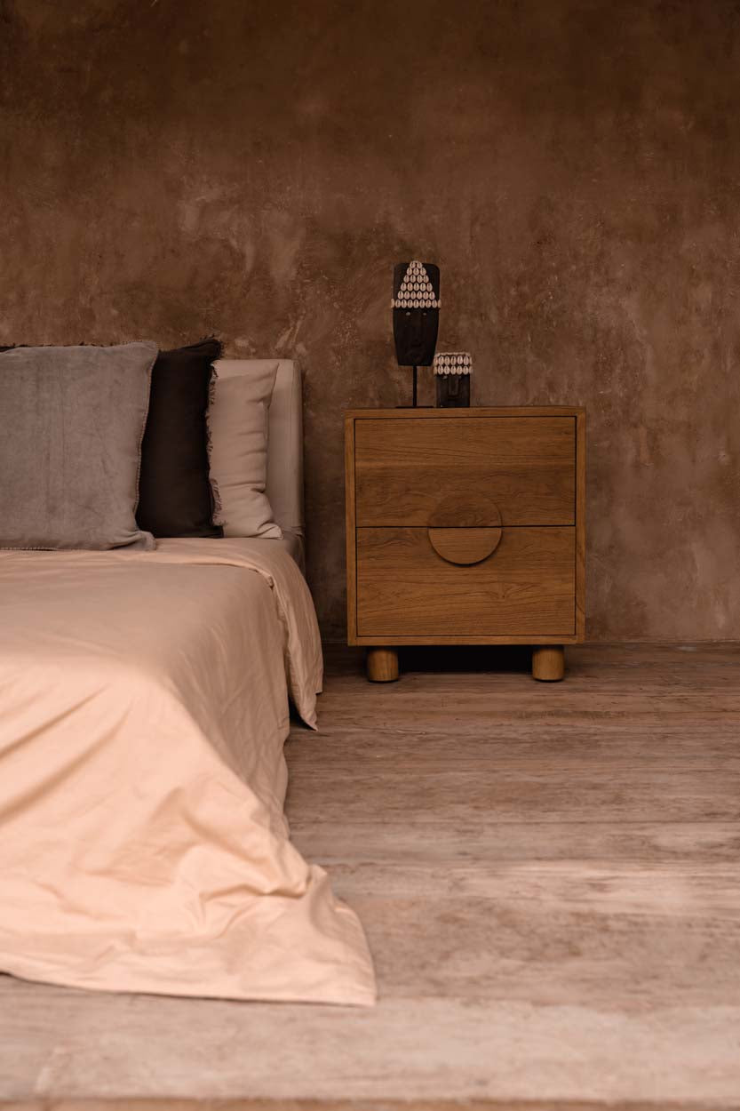 Bambua Eclipse comodino teak naturale 2 cassetti
