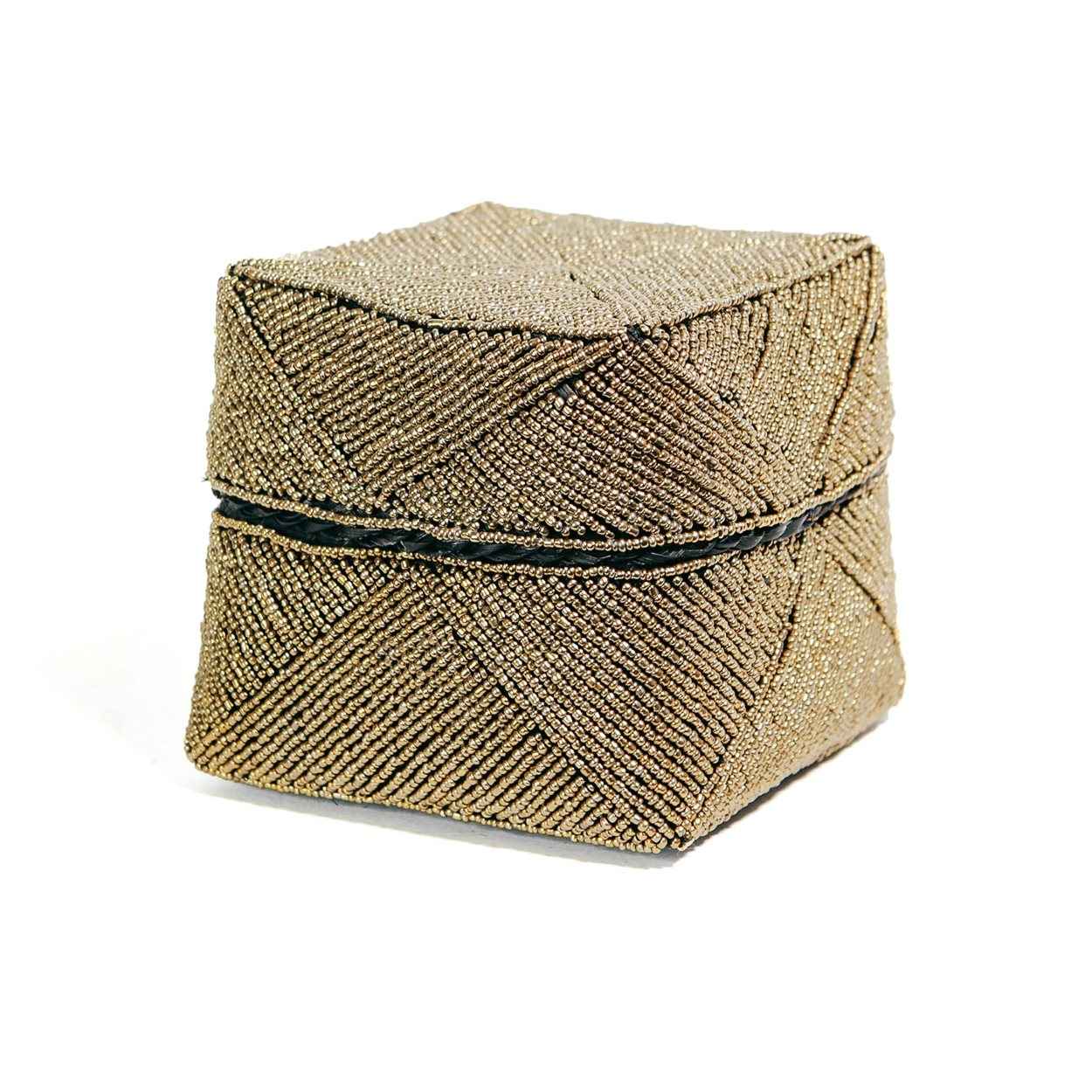 Bambua Beaded Basket L cestino oro decorativo