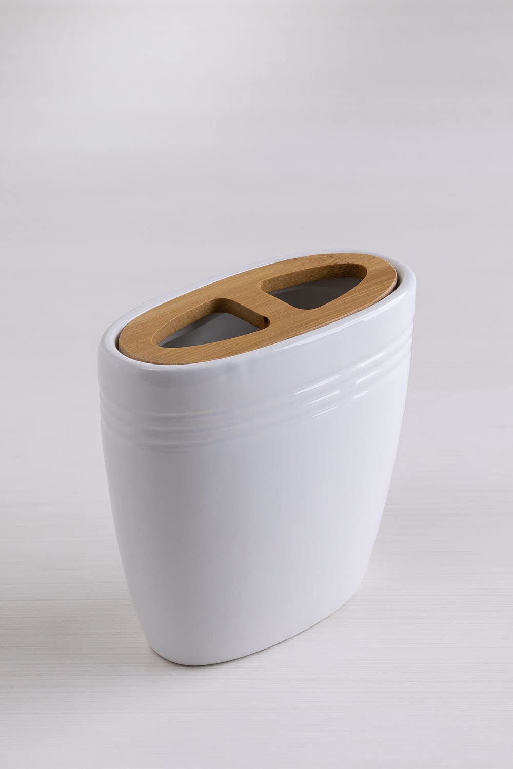 Sklum Perkyn organizer spazzolini ceramica bambù bianco