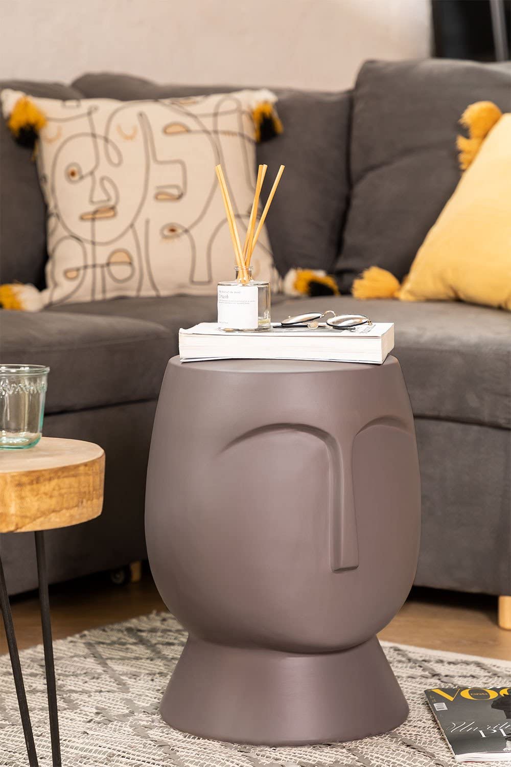 Sklum Otam tavolino rotondo ceramica marrone Ø31 cm