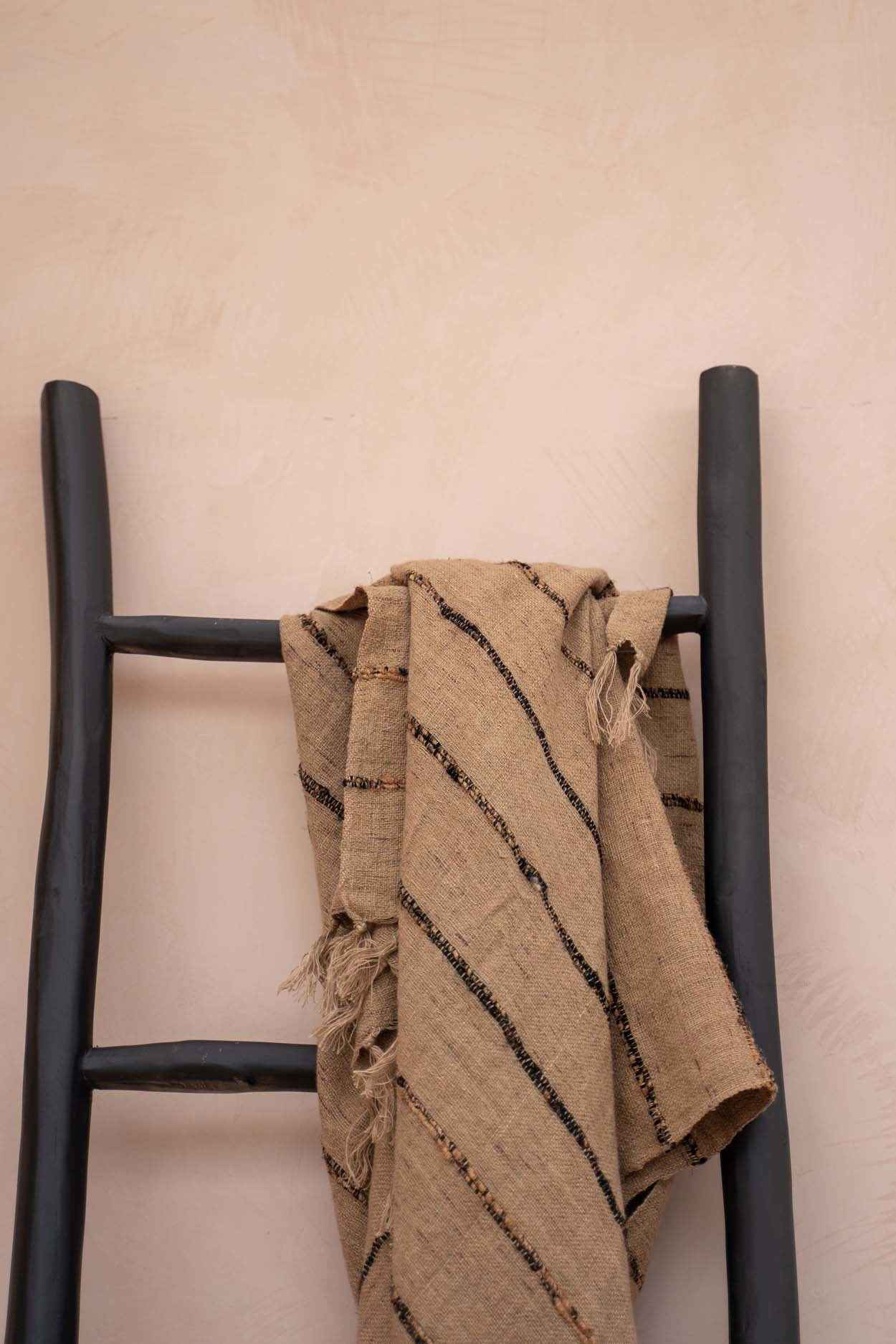 Bambua S'il Vous plaid beige nero in cotone