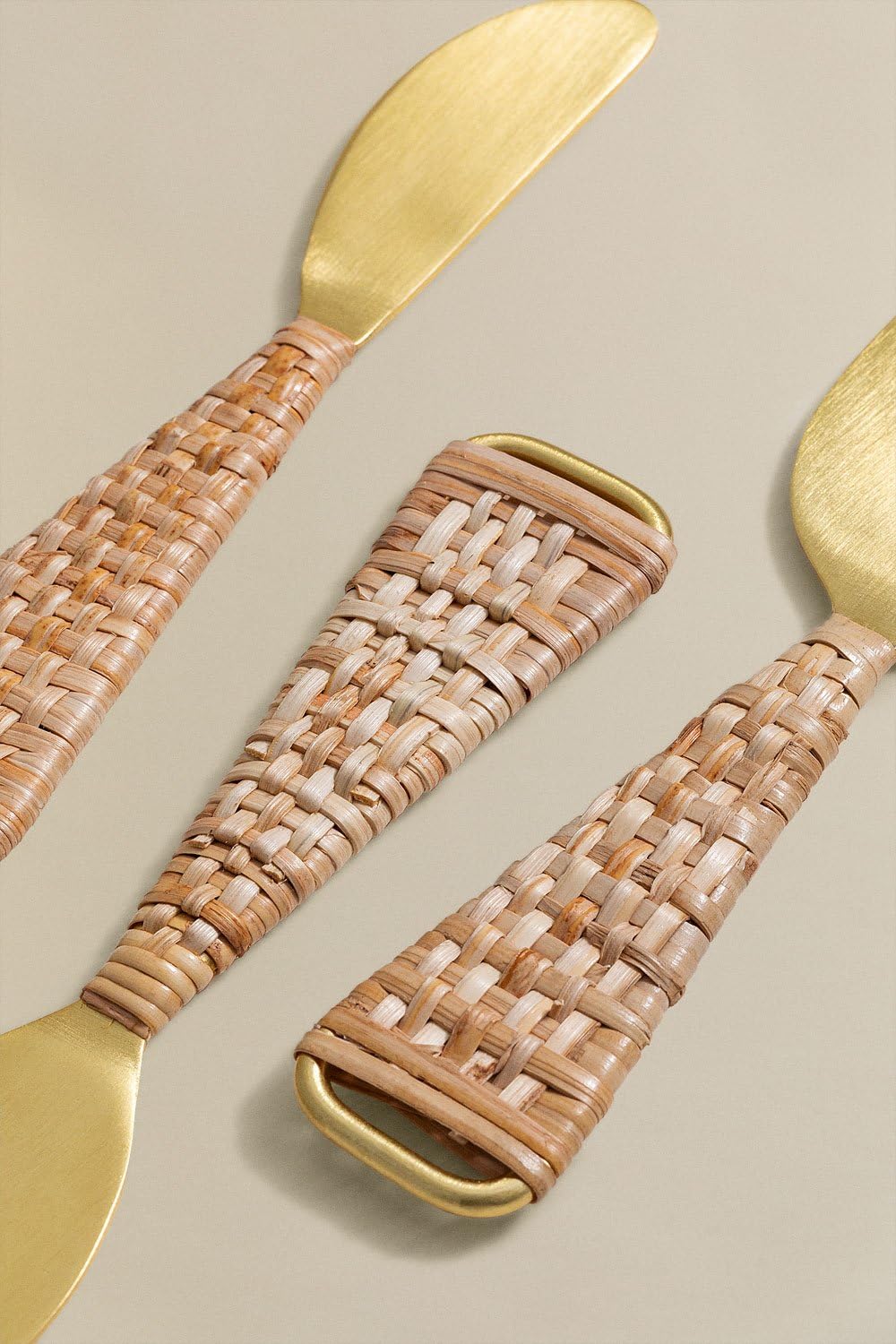 Sklum Bardi set 3 posate formaggio dorate rattan