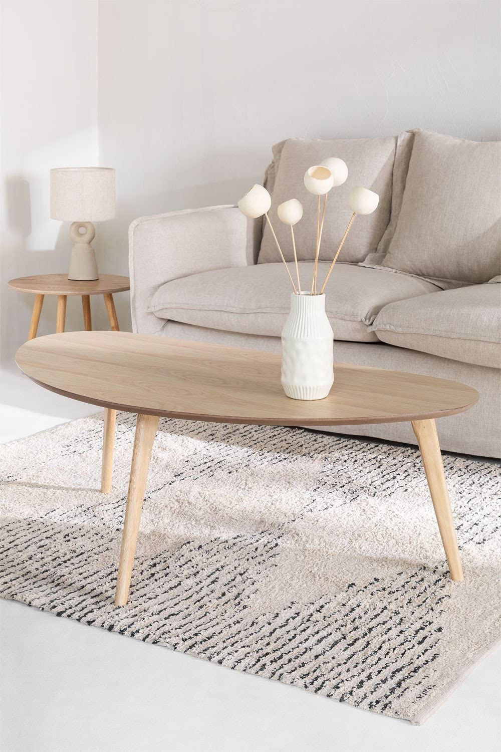 Sklum Yavik tavolino 120 cm legno naturale piano ovale