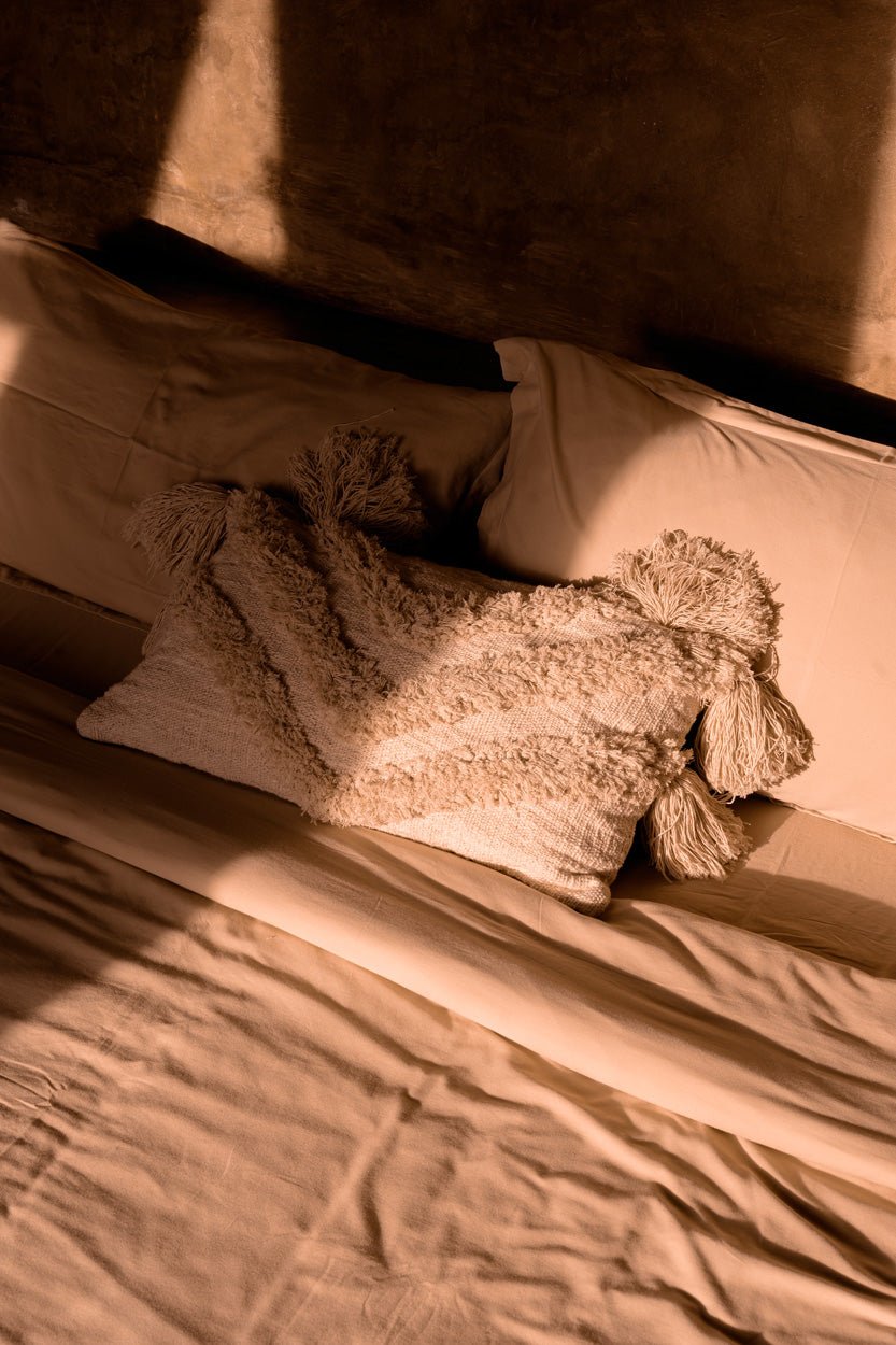 Bambua Nomad federa cuscino crema cotone con nappe