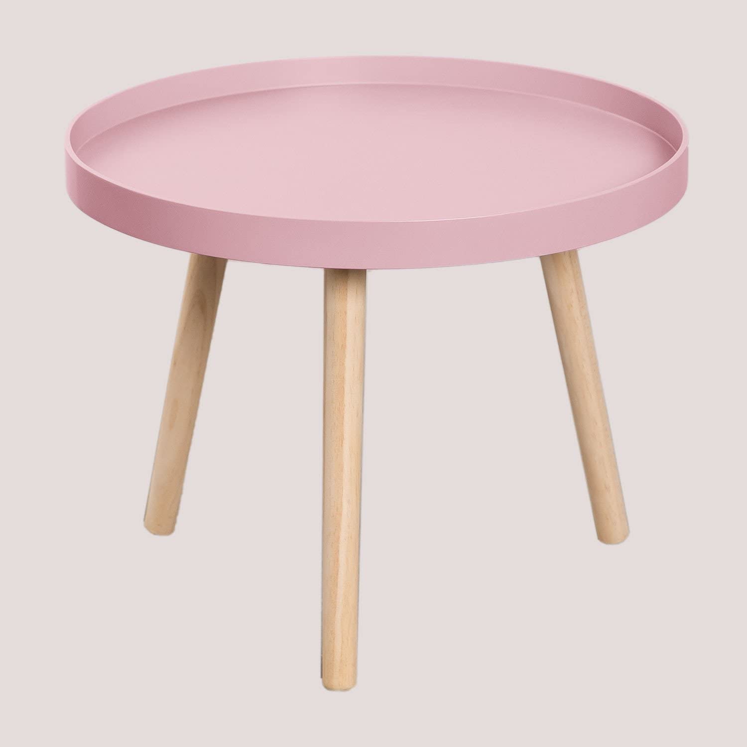 Sklum Sigma tavolino rotondo legno Ø50 rosa nocciola gambe pino