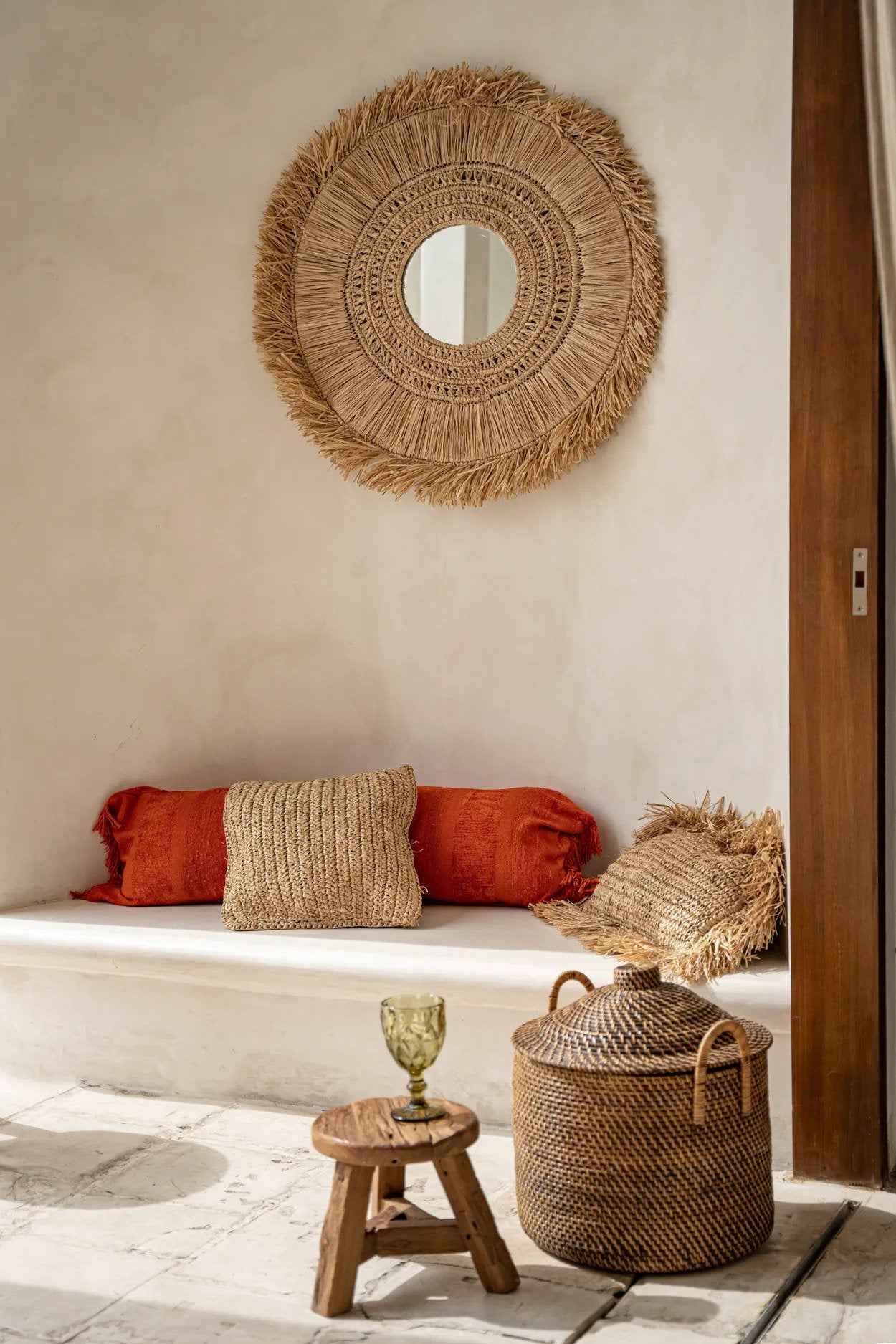 Bambua Colonial Handles cesto rattan naturale marrone