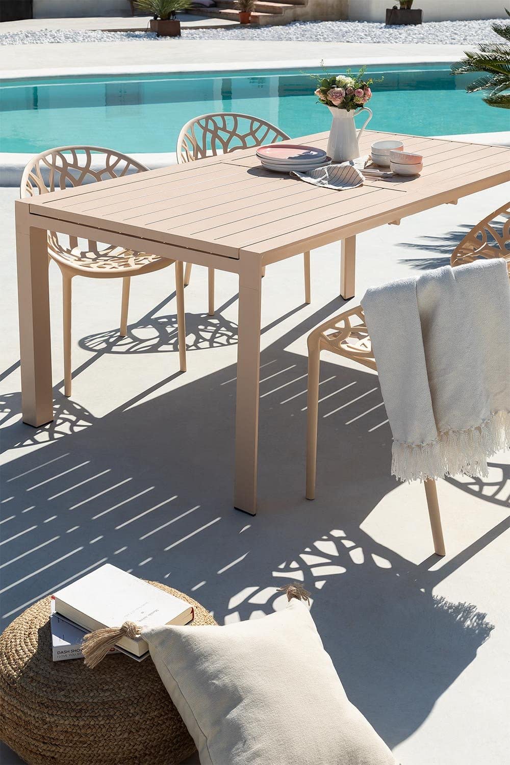 Sklum Starmi tavolo giardino allungabile alluminio beige 180 cm