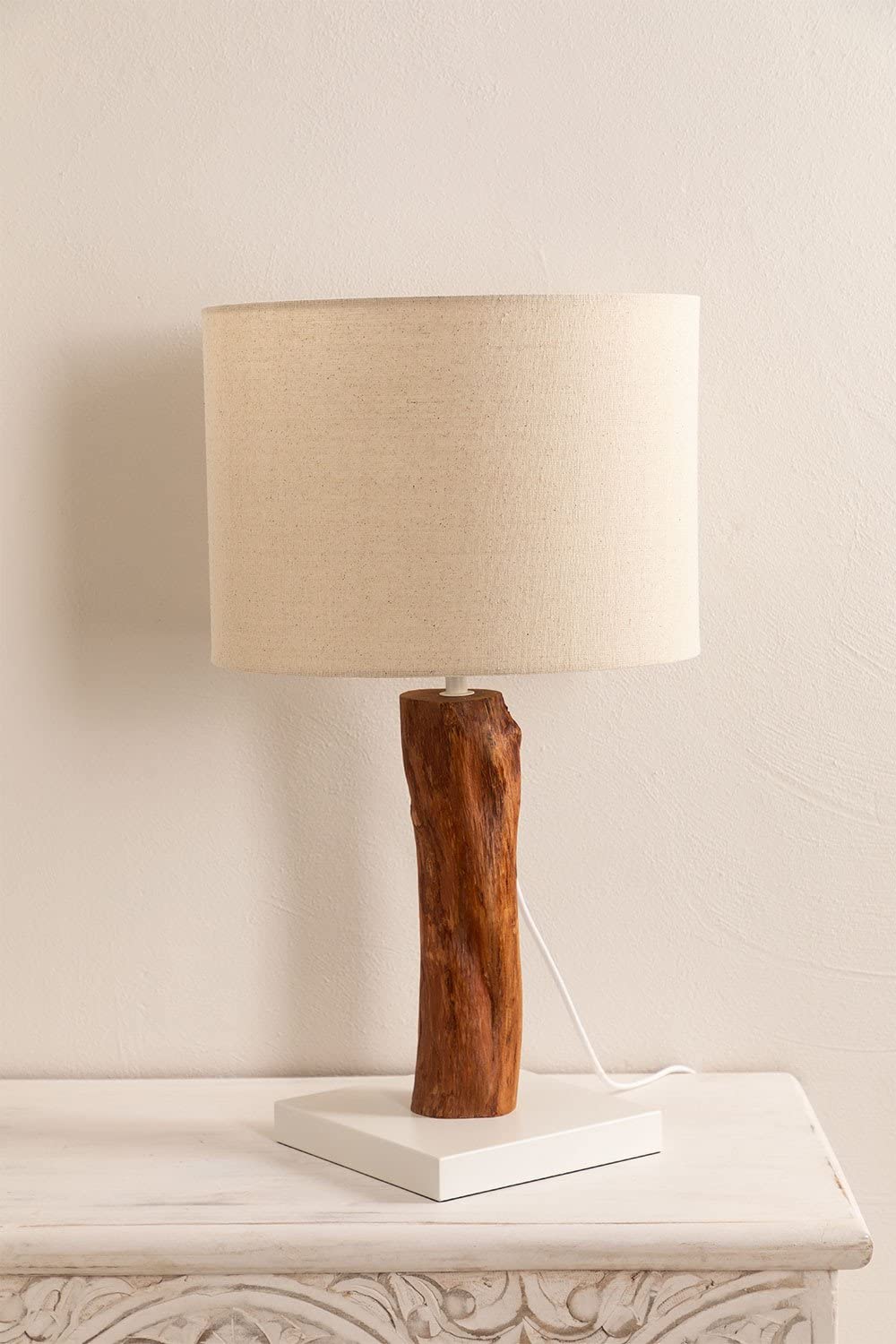 Sklum Lobra Lampada da Tavolo Bianca 61 cm in Legno