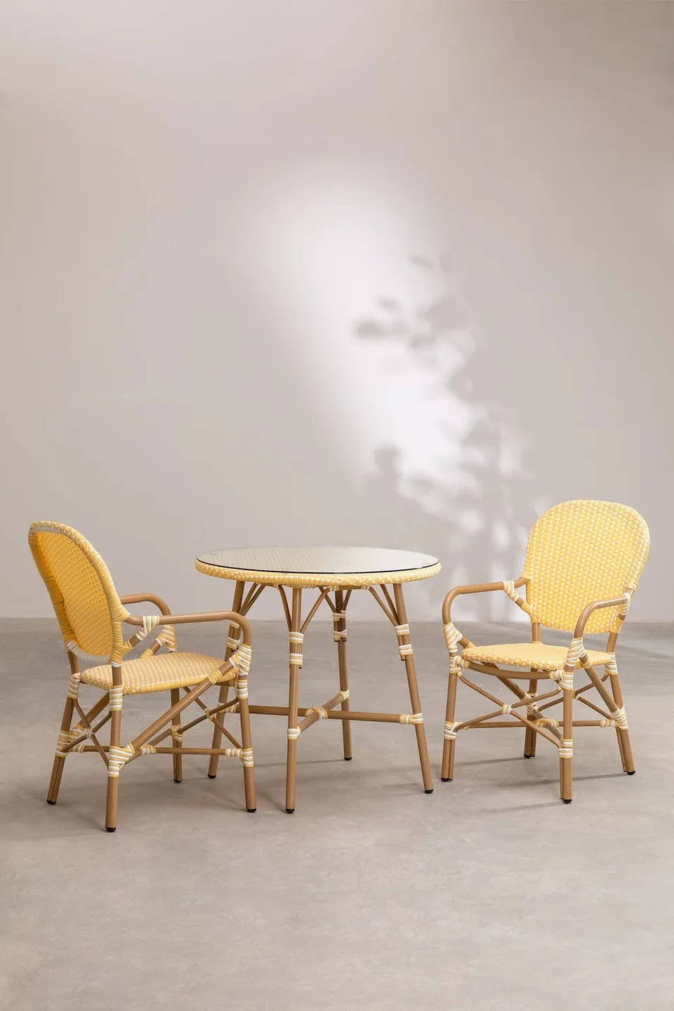 Sklum Alisa Bistro set tavolo 80 cm 2 sedie giallo vaniglia