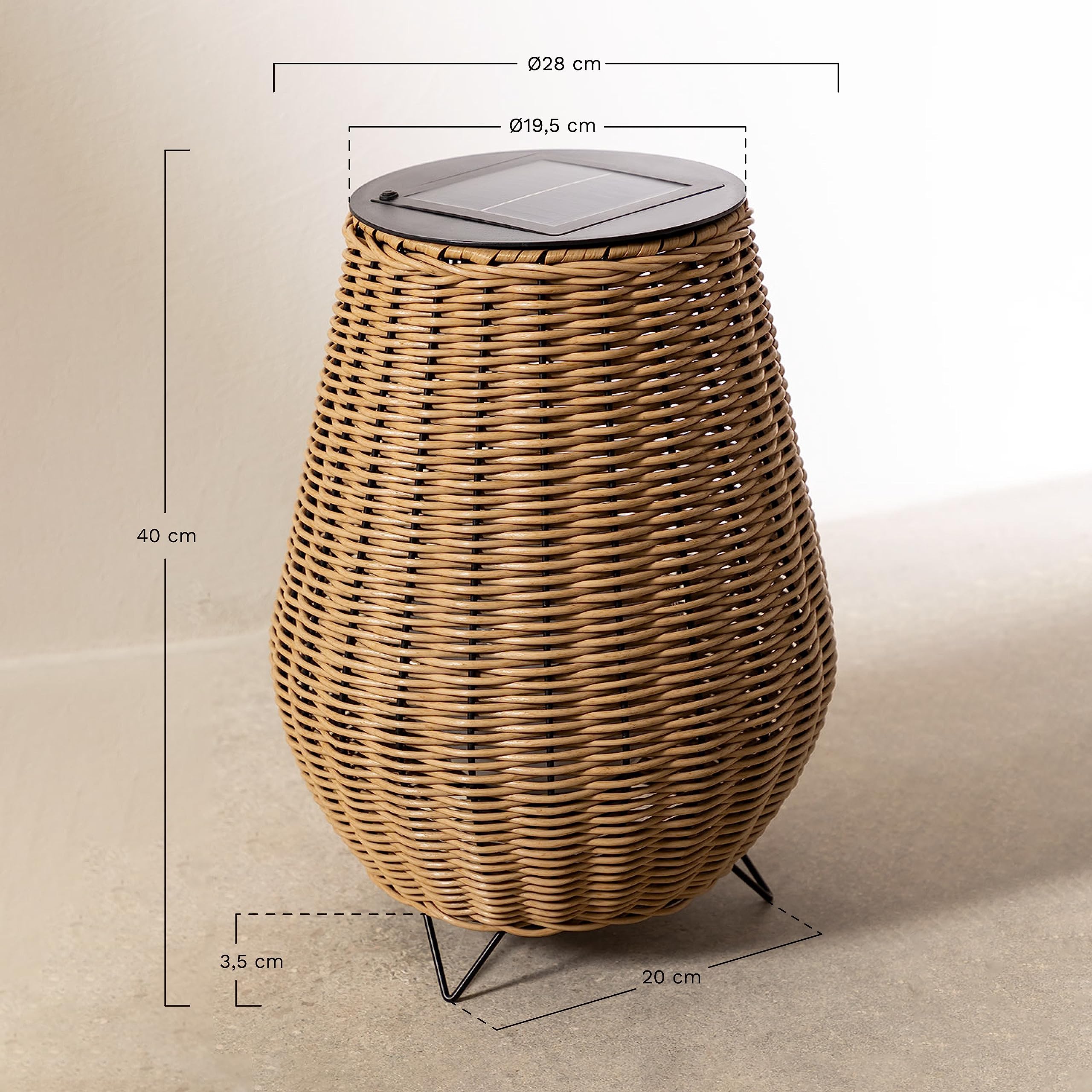 Sklum Renji lampada solare da esterno rattan 40 cm