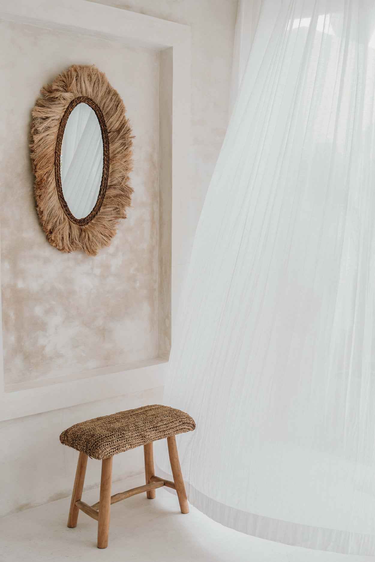 Bambua Raffia panca naturale rafia e teak