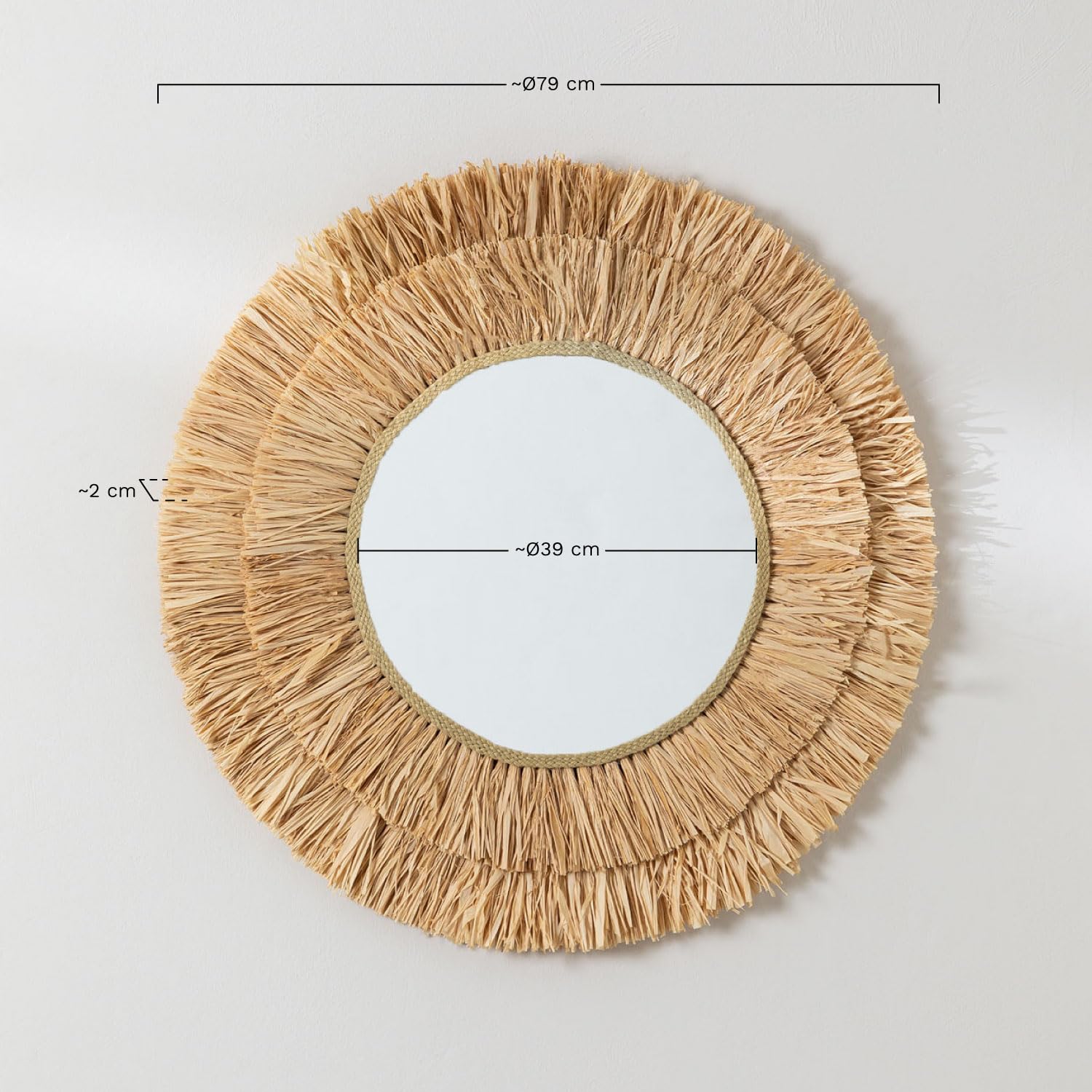 Sklum Willow specchio rotondo Ø79 cm in rafia