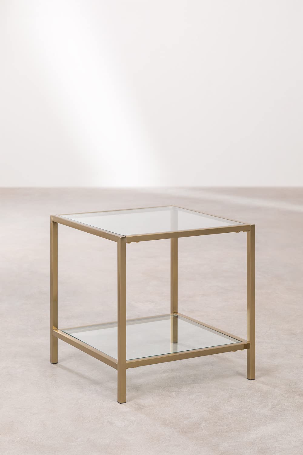 Sklum Amelia Tavolino Vetro Acciaio Oro Opaco 50 cm