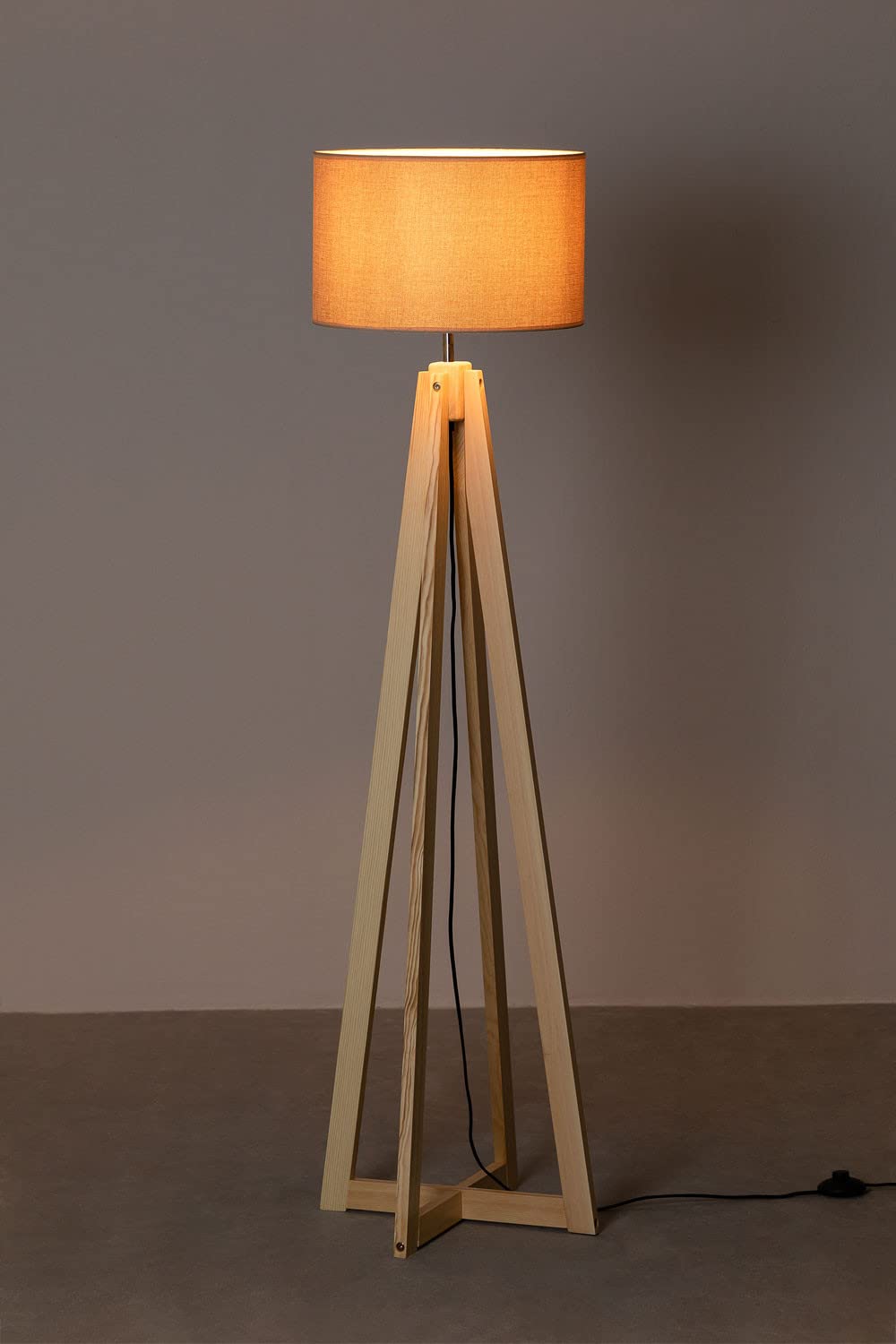 Sklum Bayah lampada da terra marrone in legno e tessuto