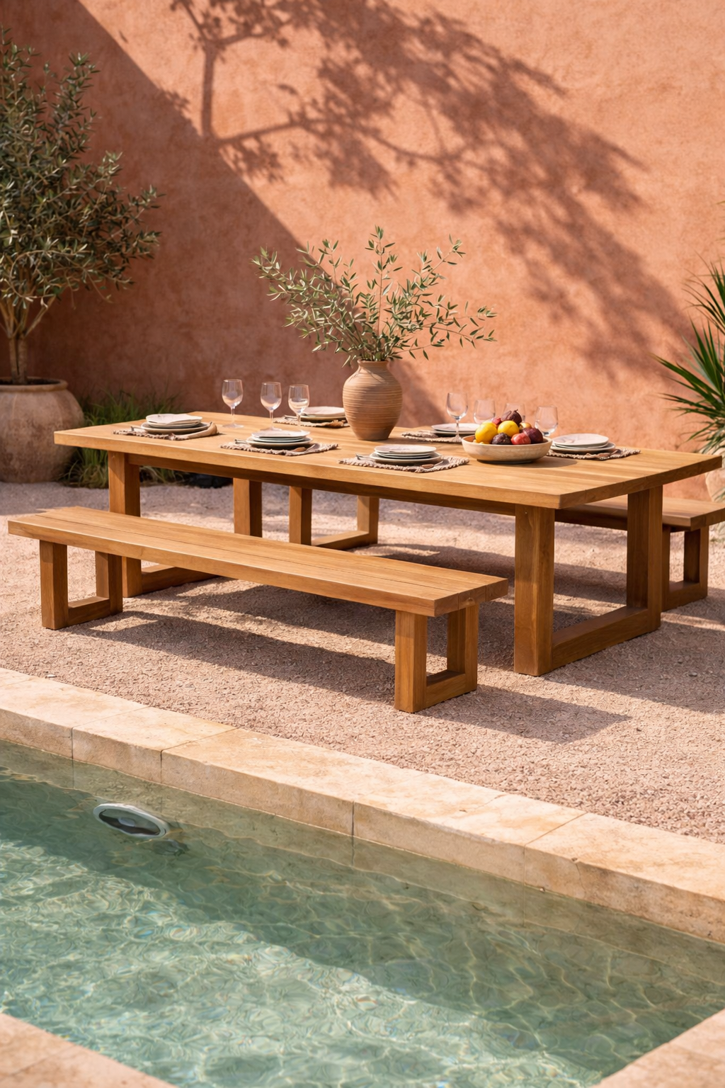 Bambua Bench With Square Foot panca 220 teak