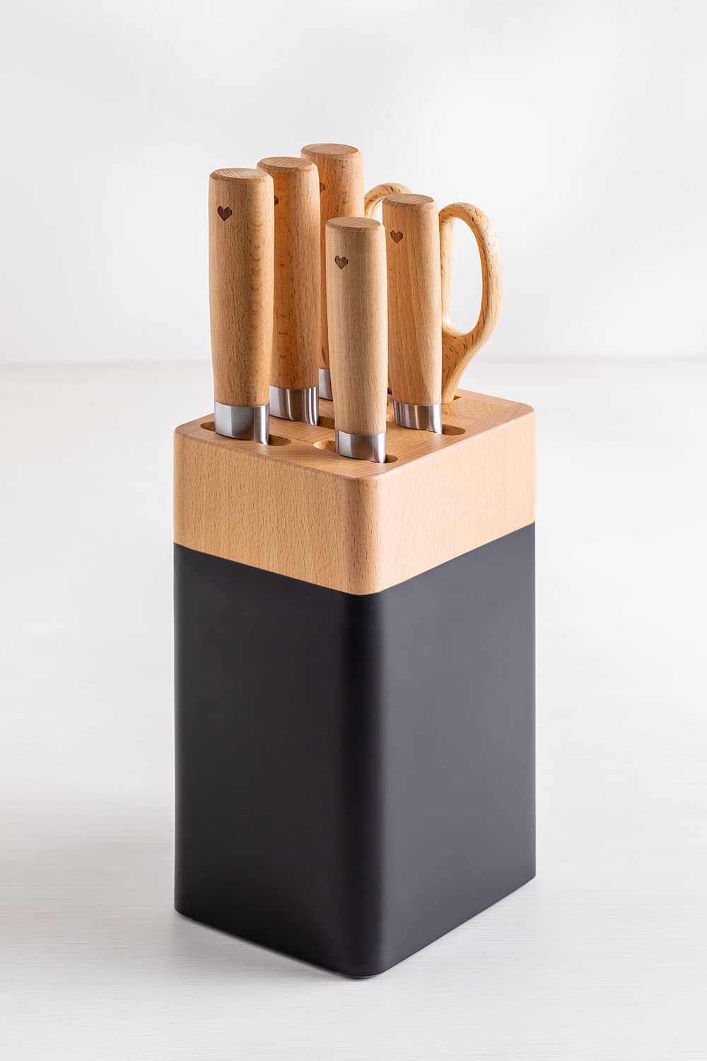 Sklum Bloc set coltelli cucina 6 pezzi nero manici faggio