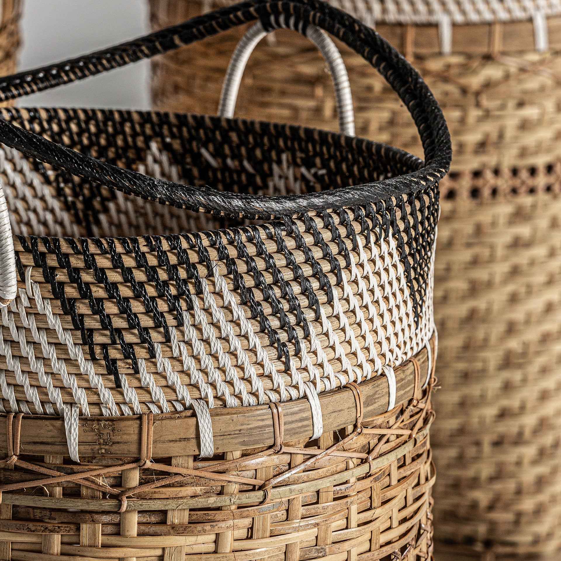 Bambua Zirba Set 3 cesti portabiancheria rattan