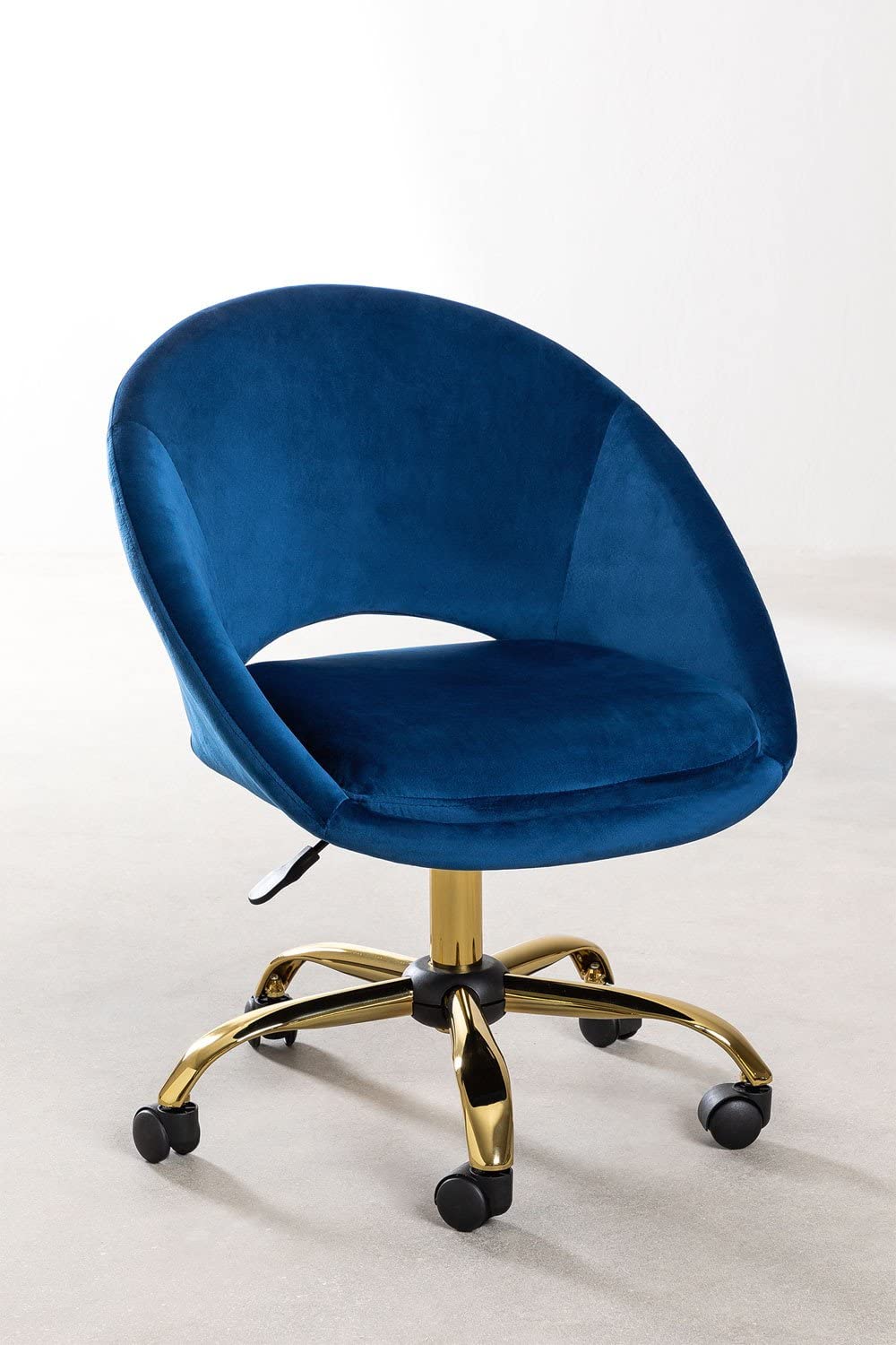 Sklum Vilett Sedia da Ufficio in Velluto Blu con Ruote
