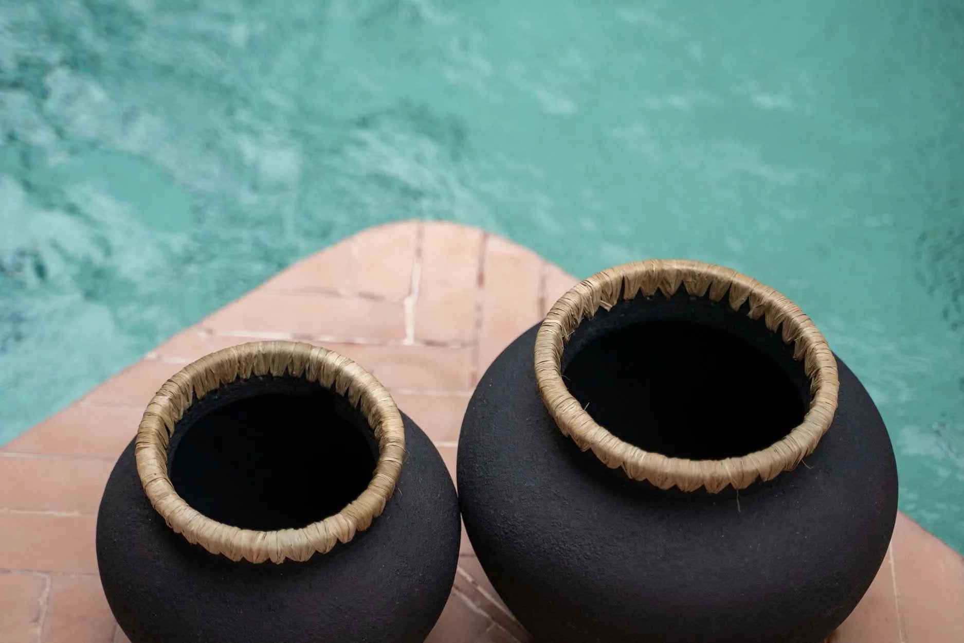 Bambua Styly vaso nero naturale L terracotta