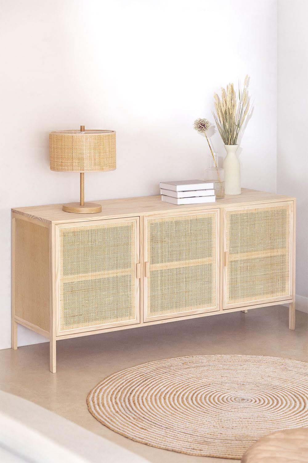 Sklum Reyna credenza in rattan e pino 136 cm
