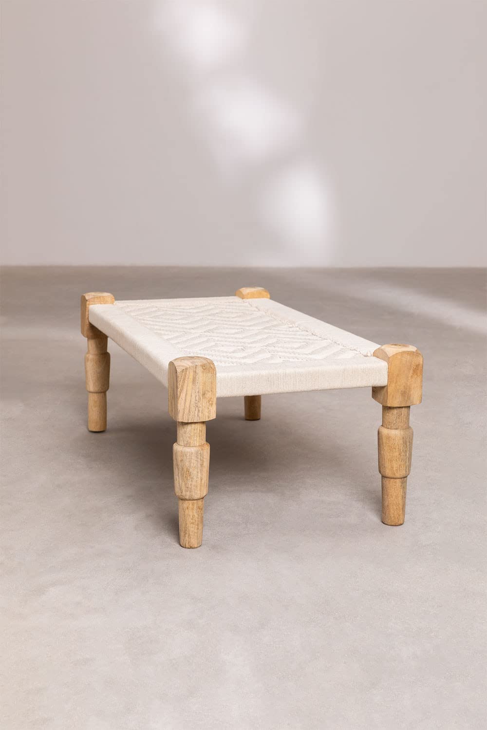 Sklum Kiron 100 cm tavolino macramè legno mango