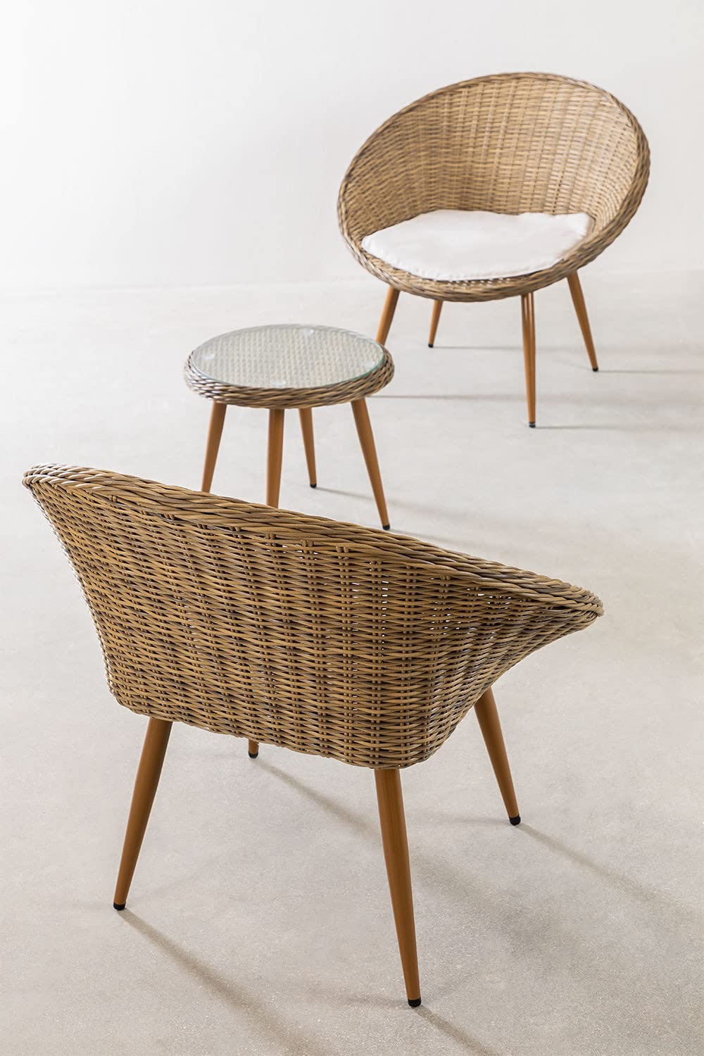 Sklum Ketai set giardino rattan marrone scuro 3 pezzi