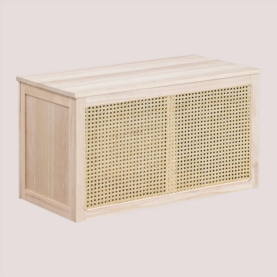Sklum Ralik baule 80 cm in rattan e legno