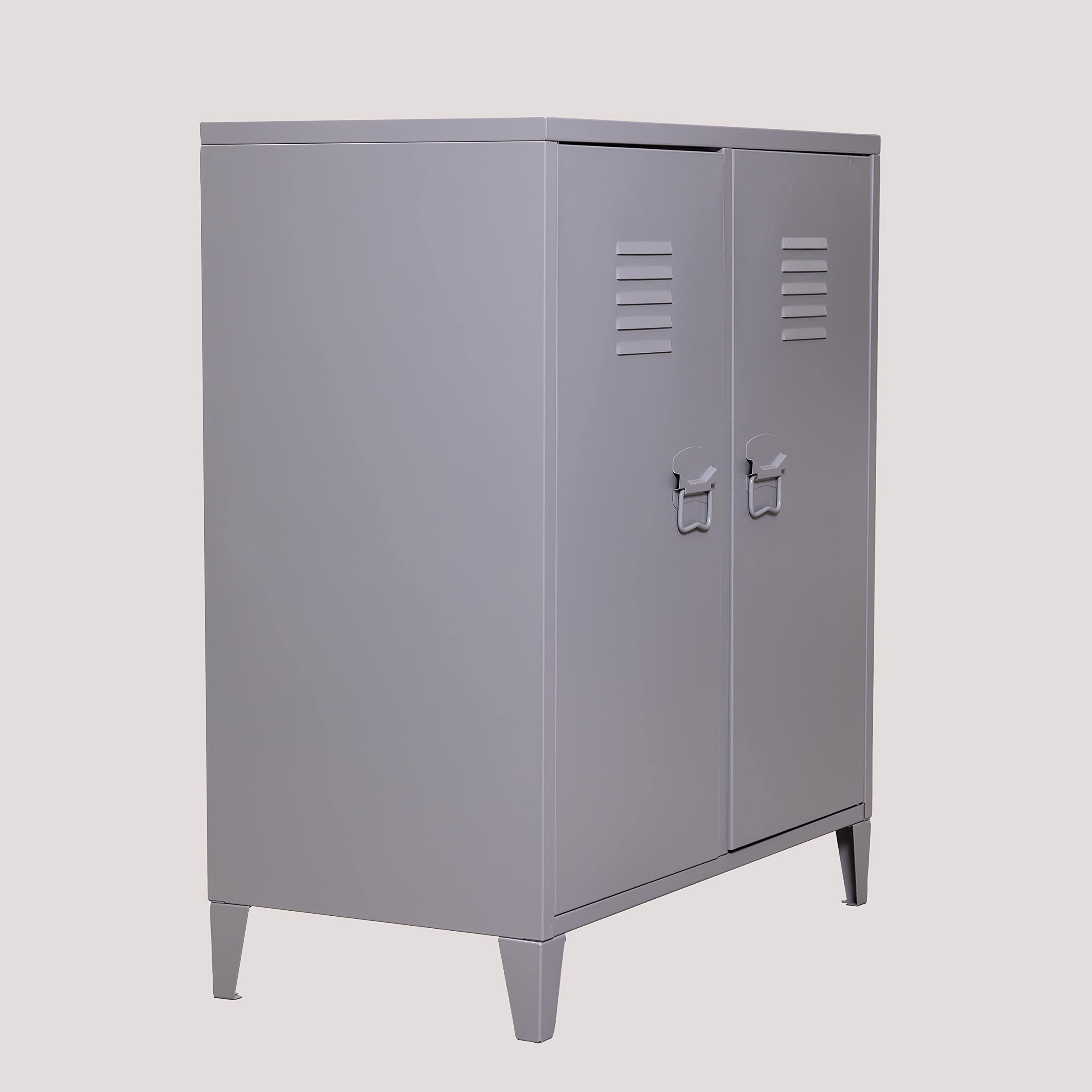 Sklum Pohpli credenza 2 ante 80 cm grigia in acciaio