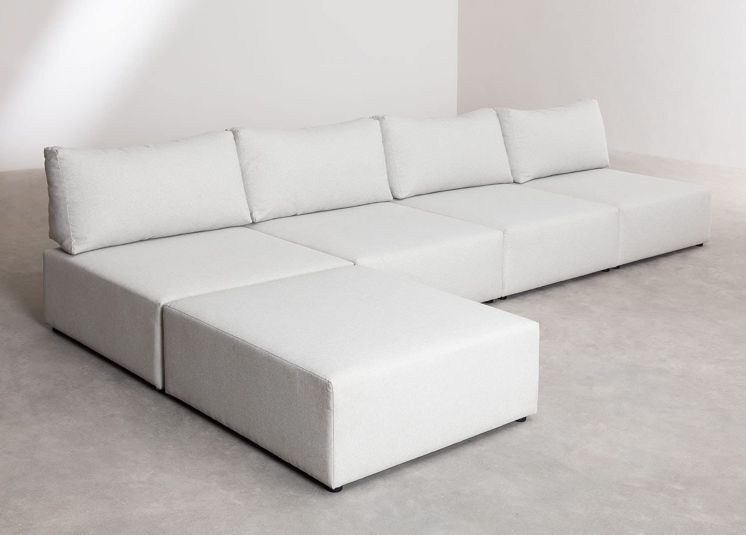 Sklum Kata Divano Componibile 4 Pezzi con Pouf in Tessuto