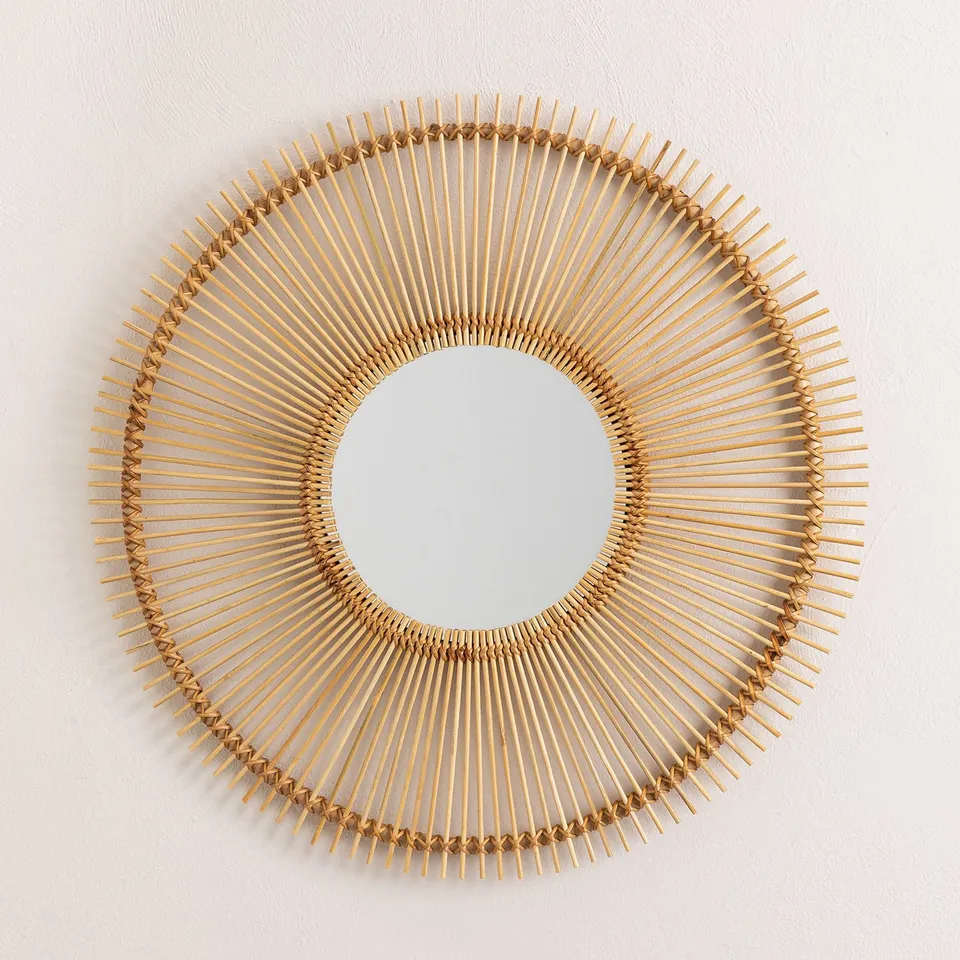 Sklum Biok specchio rotondo da parete rattan 60 cm