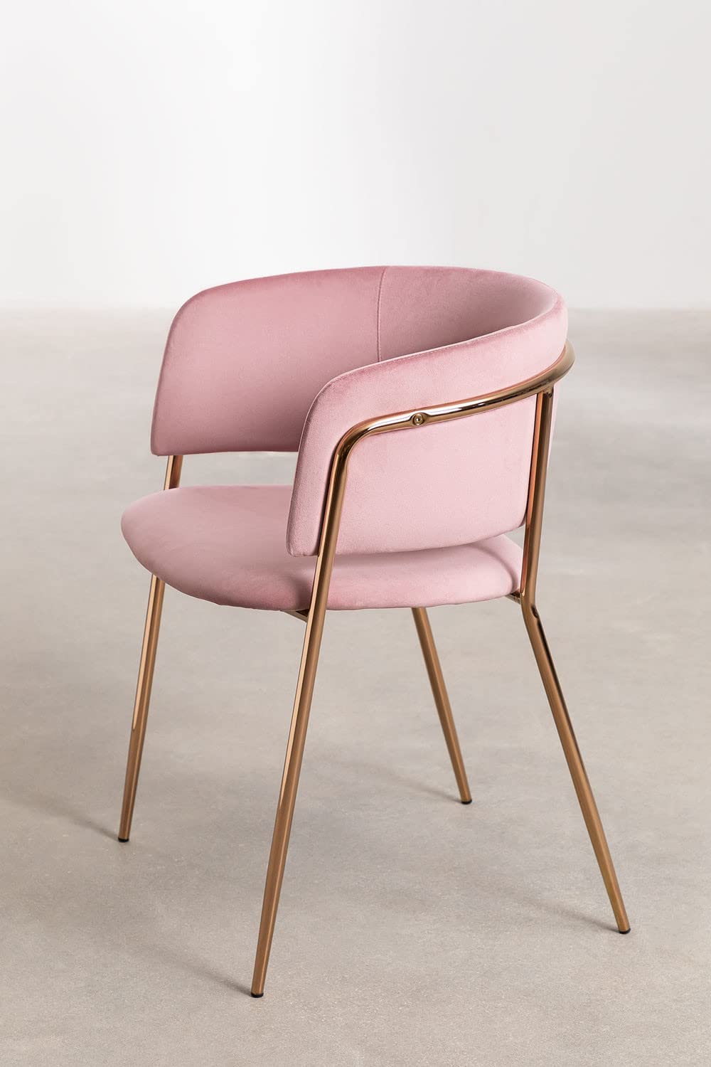 Sklum Nalon Style Sedia da pranzo in velluto rosé gambe oro rosa