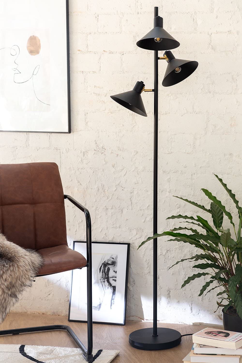 Sklum Maurice piantana ferro nero 160 cm 3 luci