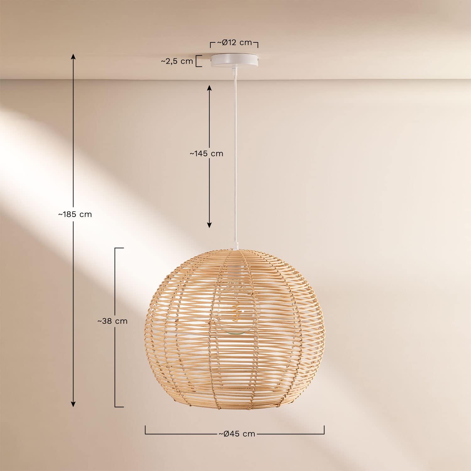 Sklum Alpe lampada da soffitto rattan Ø45 cm