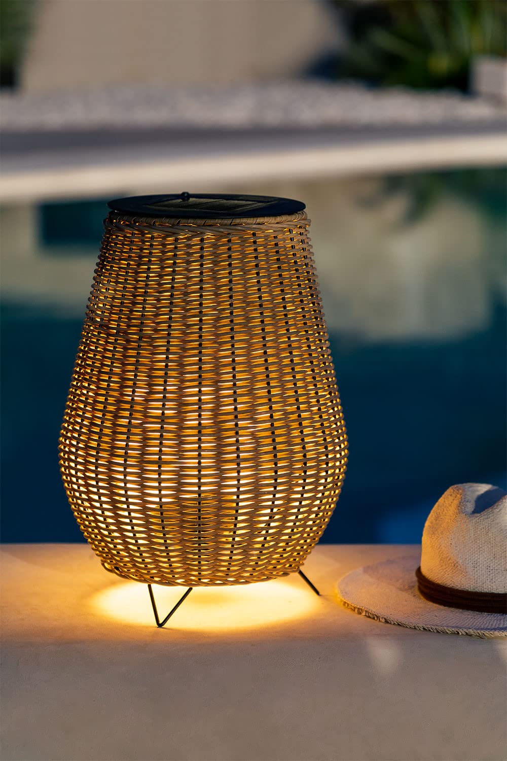 Sklum Renji lampada solare da esterno rattan 40 cm