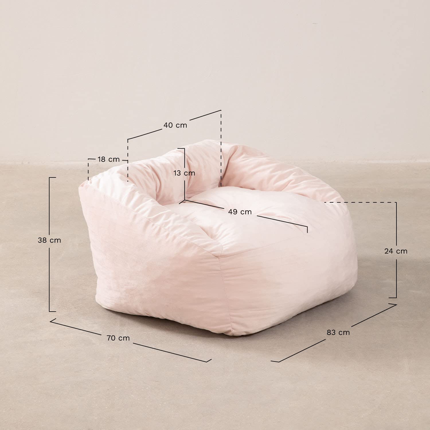 Sklum Thiago pouf poltrona velluto rosa 83 cm