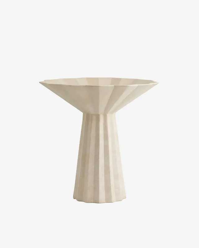 Bambua Minu vaso L avorio in ceramica scanalata