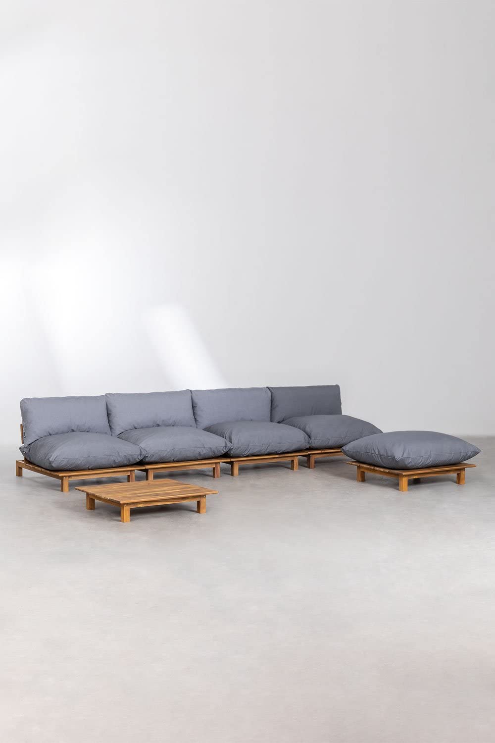 Sklum Brina set giardino modulare reclinabile 4 pezzi acacia