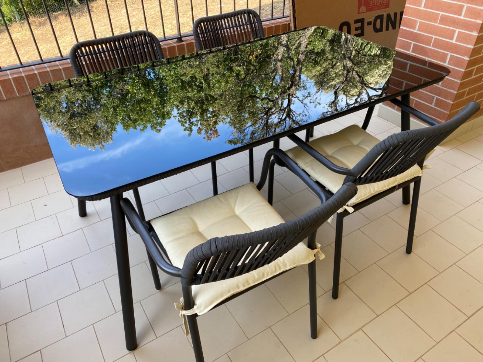 Sklum Arhiza Style set giardino 5 pezzi grigio scuro vetro