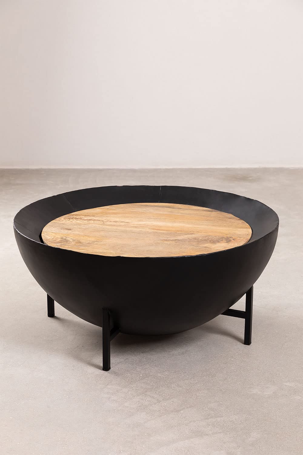 Sklum Curtis Tavolino Rotondo Ø90 cm in Mango Nero