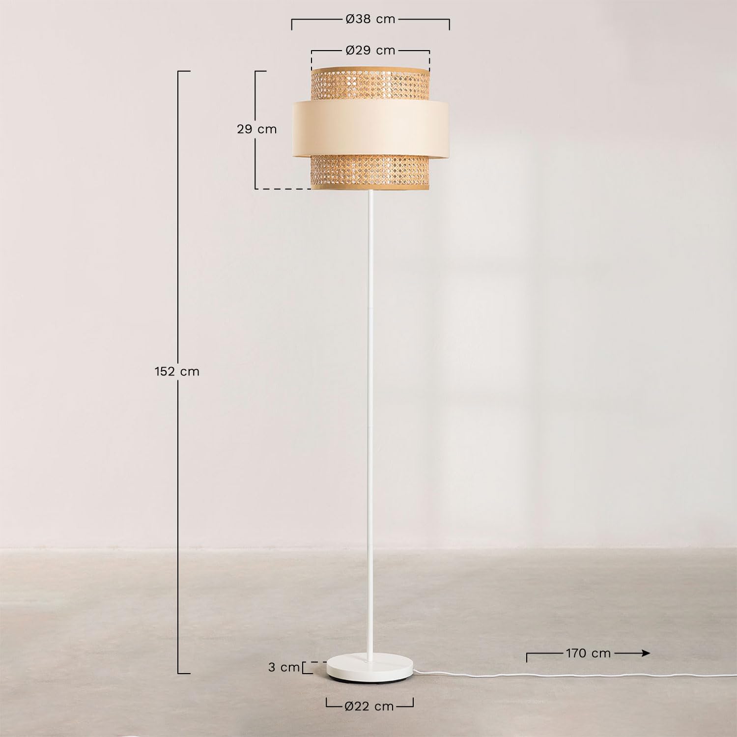 Sklum Satu lampada da terra rattan Ø38 cm E27