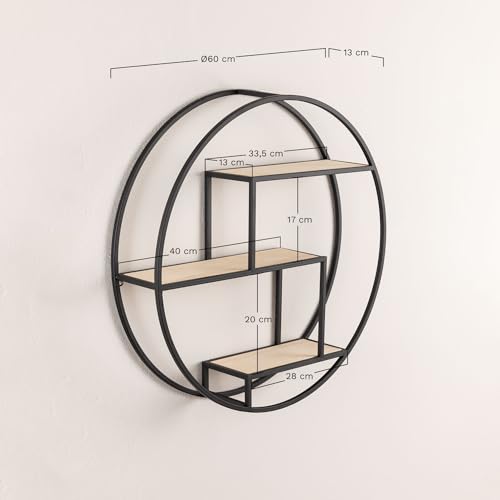 Sklum Kafren scaffale a parete Ø60 cm in legno e ferro