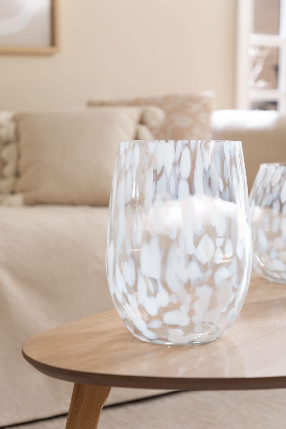 Sklum Sosan vaso vetro 25 cm tocchi bianchi decorativo