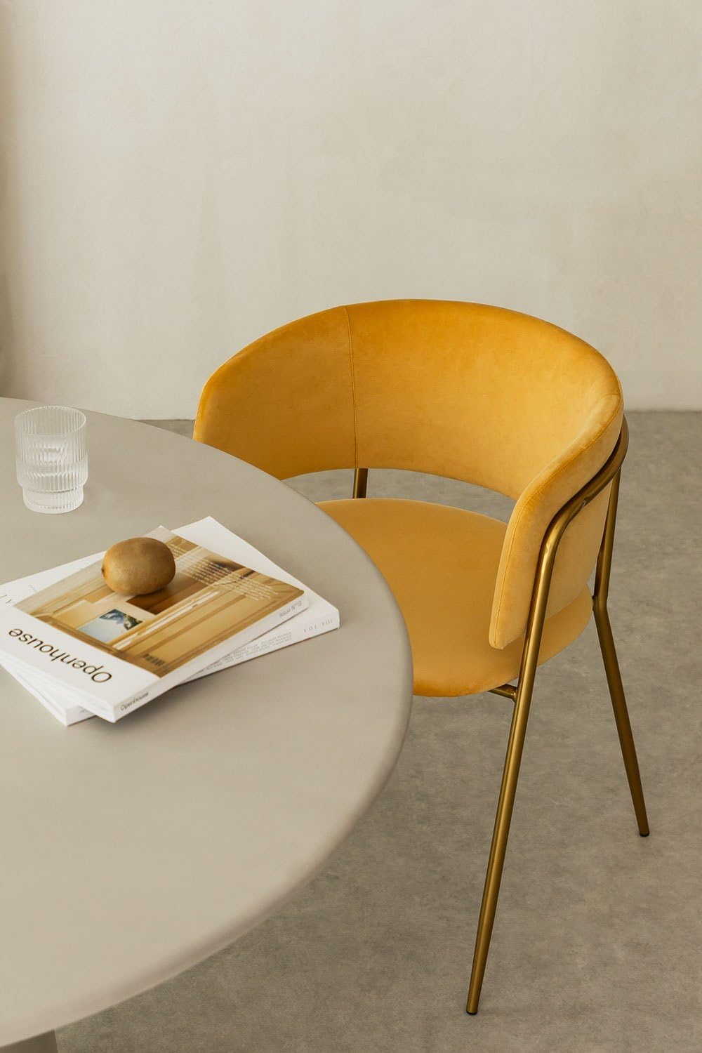 Sklum Nalon Style sedia da pranzo velluto mostarda