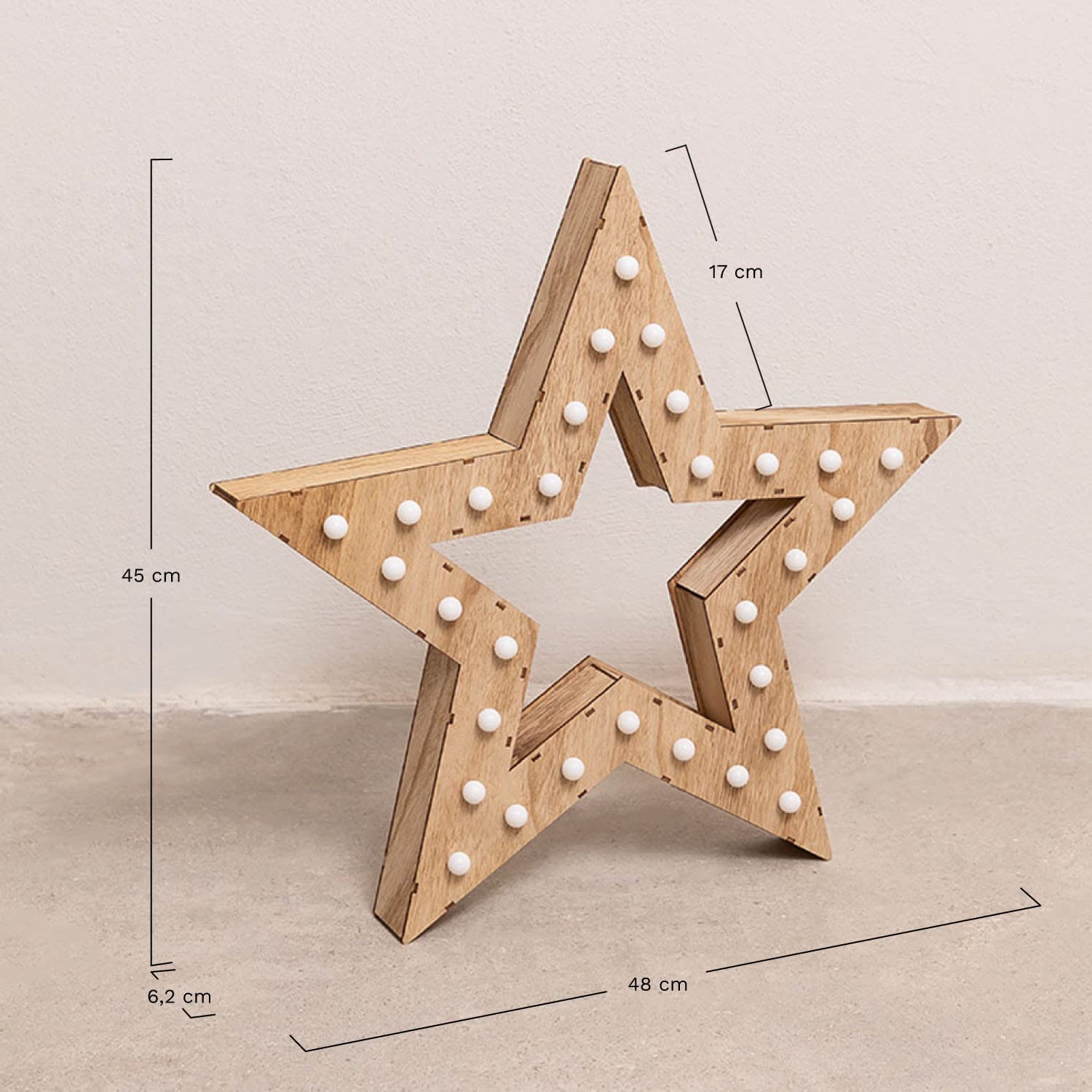 Sklum Luzi Style Figura decorativa in legno con 30 LED