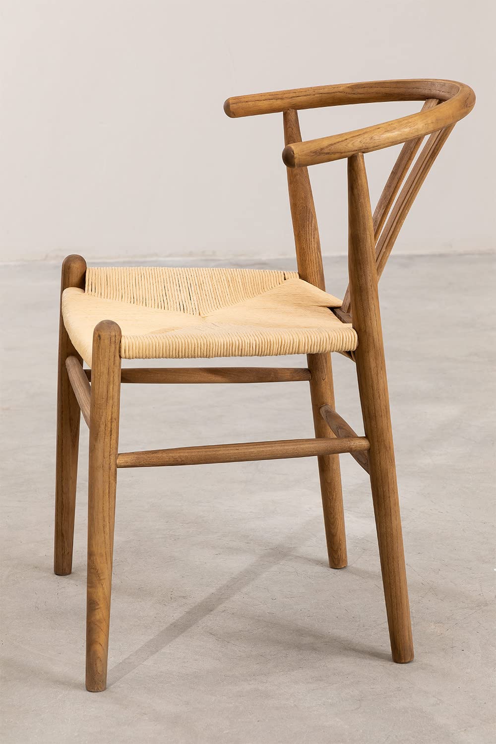 Sklum Uish Retro sedia da pranzo legno scuro corda