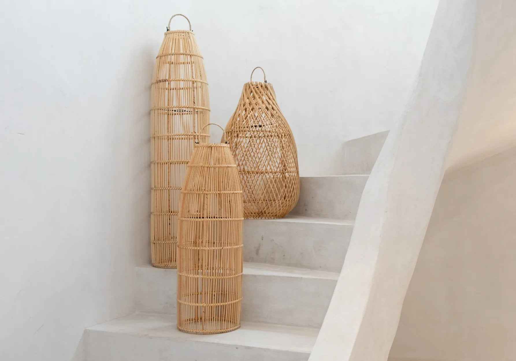 Bambua Fish Trap lampada sospensione rattan naturale M