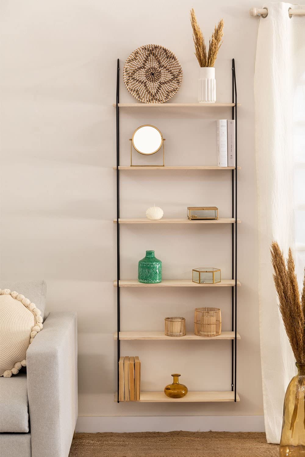 Sklum Arison Scaffale a Muro Legno e Ferro 65x17 cm