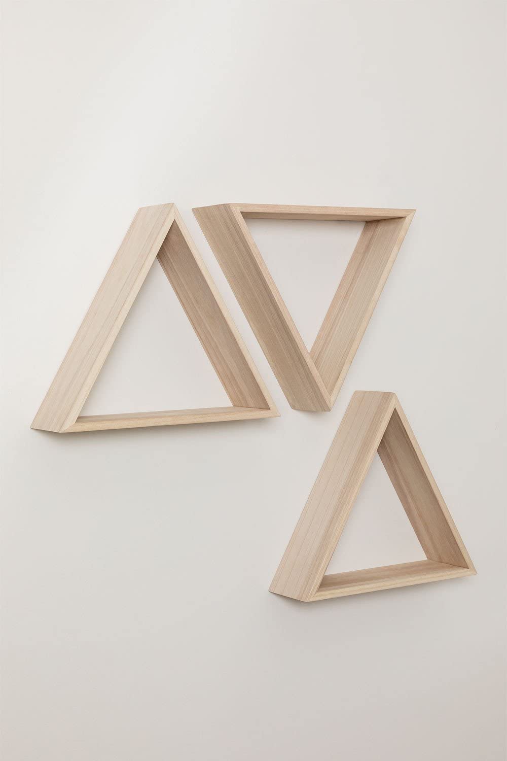 Sklum Savinna Set 3 Mensole Parete Legno Triangolari Natural