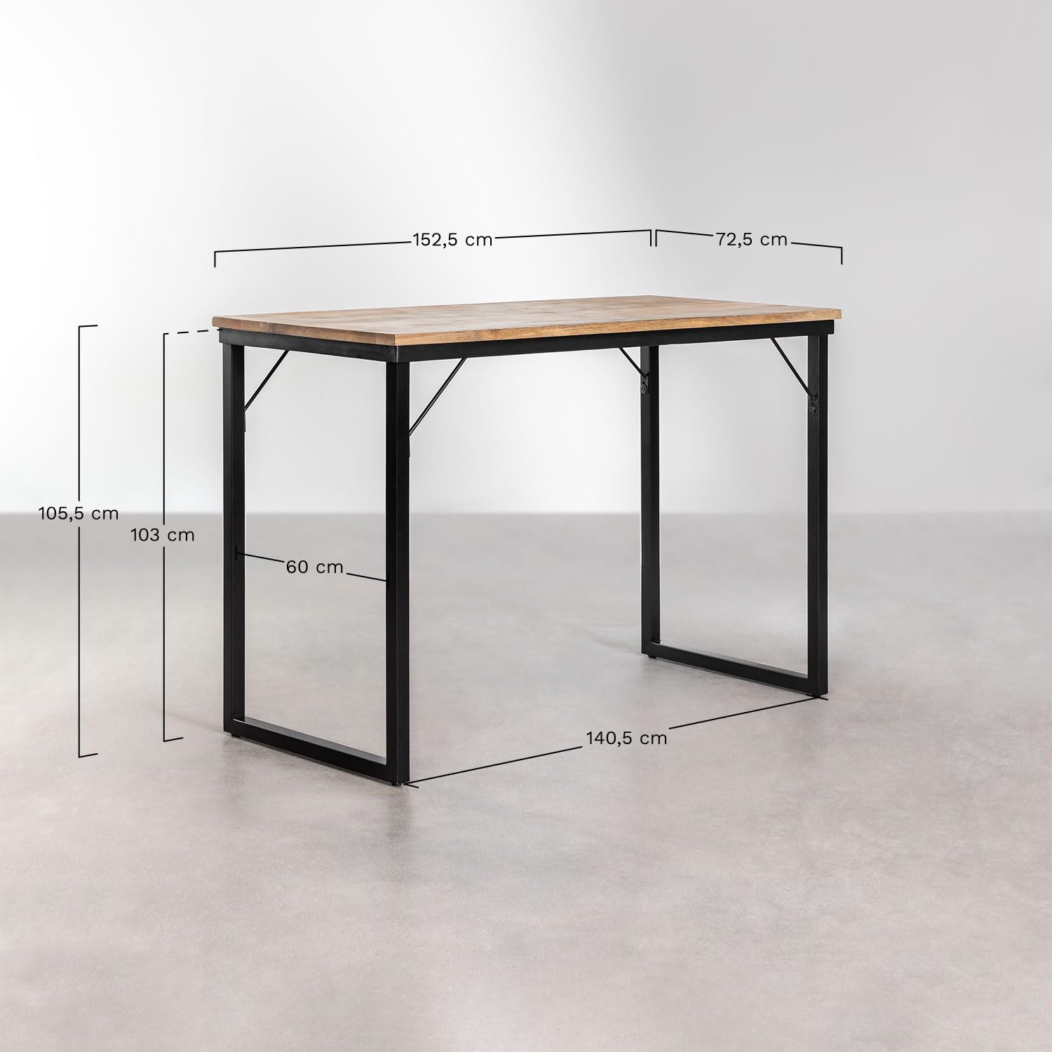 Sklum Nargys Tavolo Alto Bar Nero 152 cm Legno Riciclato
